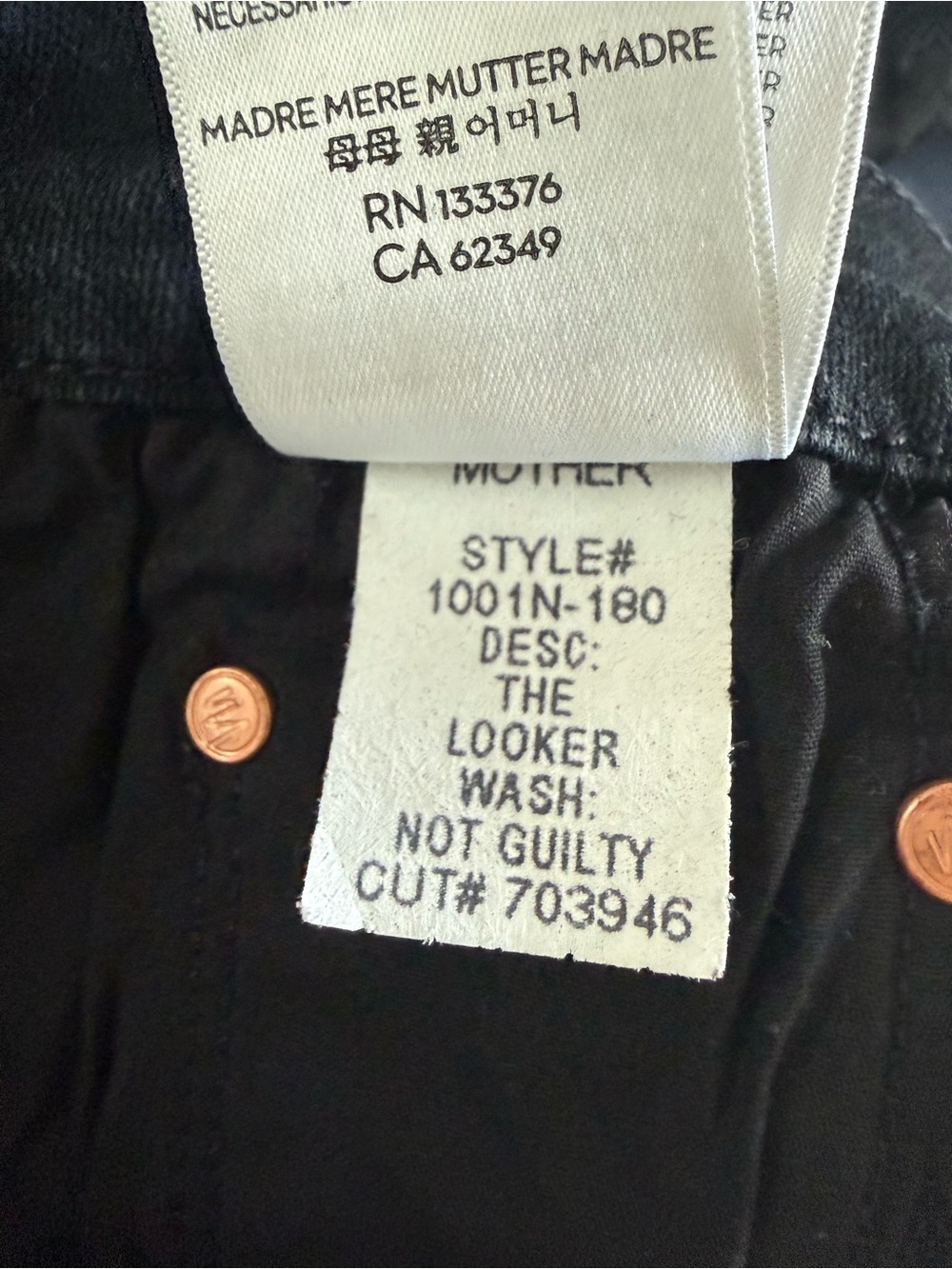 MOTHER Denim The Looker Skinny Jeans Black Not Guilty Premium Stretch Size 27 - Picture 10 of 12